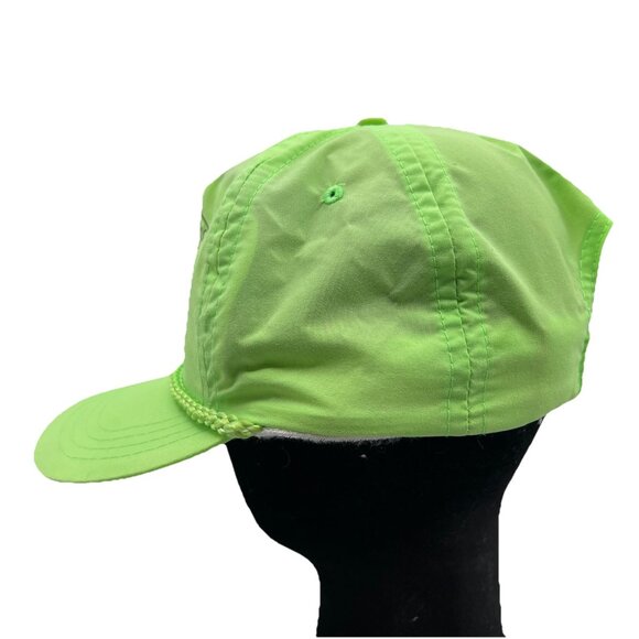 Bass Pro Shops Vintage 80's Trucker Rope Strapback Hat Cap Dad Neon Green Retro - Picture 3 of 10
